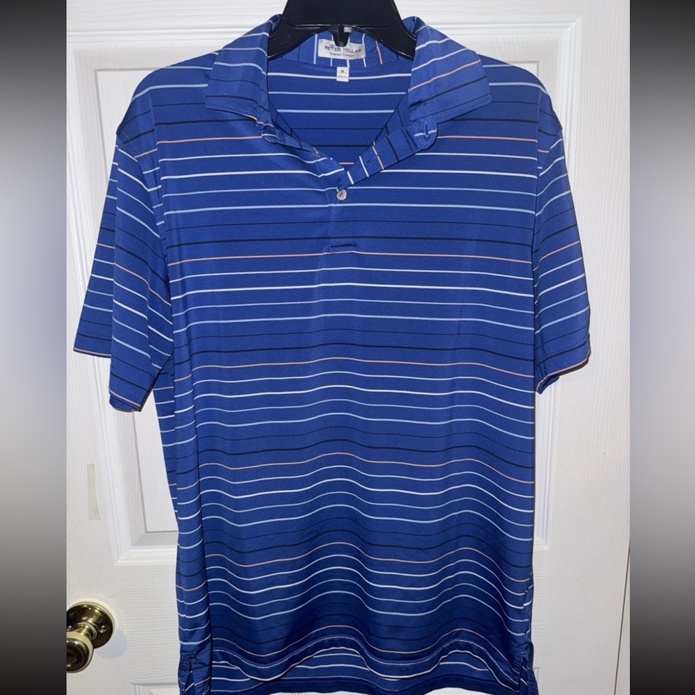 Peter Millar Royal Blue Striped Polo